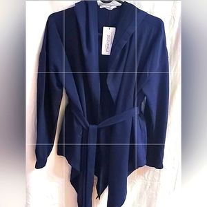 Meaneor women's hooded caridagan long sleeve  size S blue